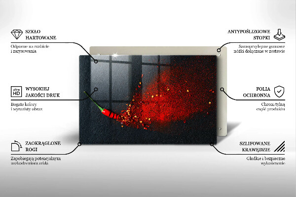 Krájecí prkénko skleněné Čili paprička