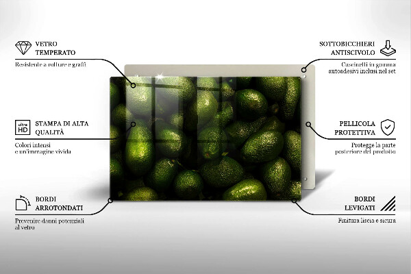 Krájecí prkénko skleněné Ovoce avokádo