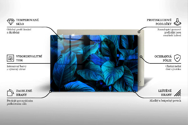 Krájecí prkénko skleněné Listí vegetace v džungli