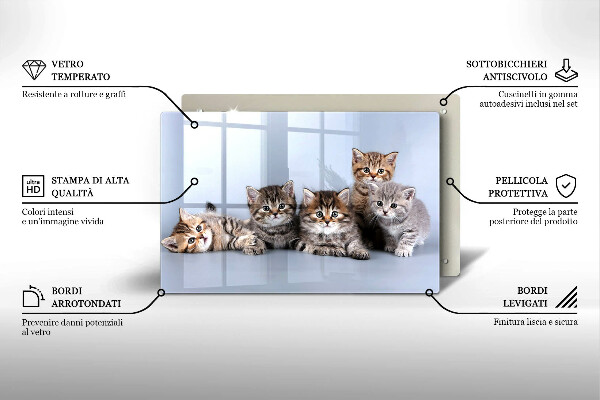 Skleněná deska do kuchyně Sladká koťátka