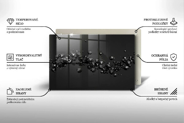 Skleněná deska do kuchyně 3d abstrakce tvarů