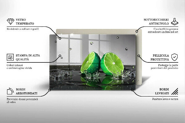 Skleněná deska do kuchyně Šťavnaté limetky a voda