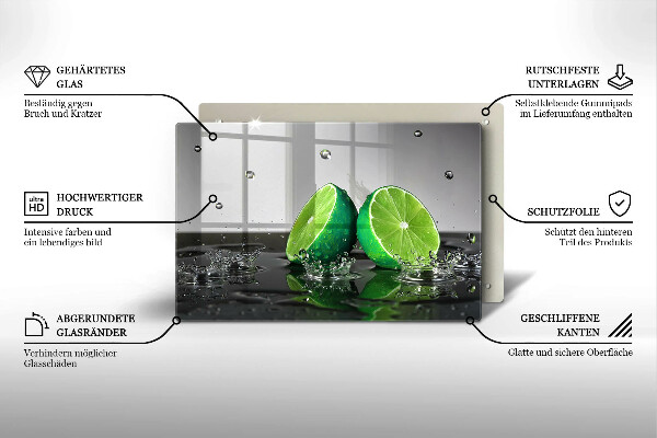 Skleněná deska do kuchyně Šťavnaté limetky a voda