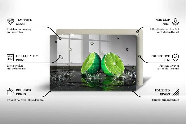 Skleněná deska do kuchyně Šťavnaté limetky a voda