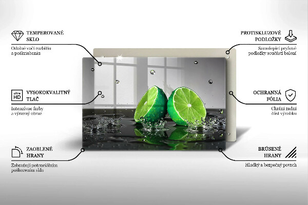 Skleněná deska do kuchyně Šťavnaté limetky a voda