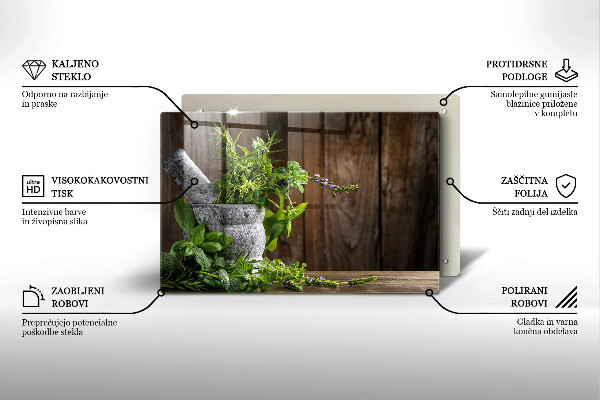 Skleněná deska do kuchyně Pěstuje bylinky a dřevo