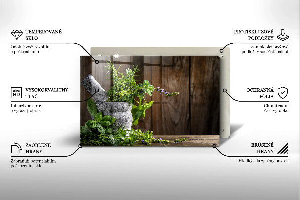Skleněná deska do kuchyně Pěstuje bylinky a dřevo