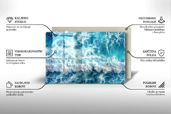 Krájecí prkénko skleněné Vlny mořské vody