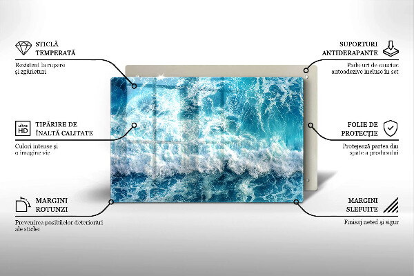 Krájecí prkénko skleněné Vlny mořské vody