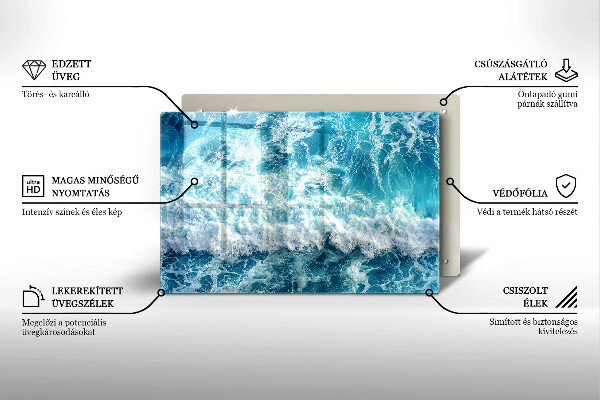 Krájecí prkénko skleněné Vlny mořské vody