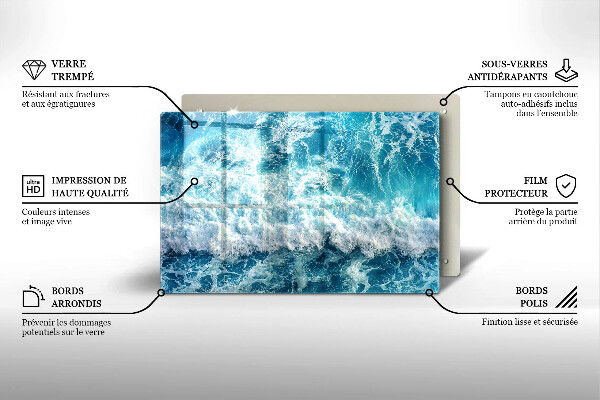 Krájecí prkénko skleněné Vlny mořské vody