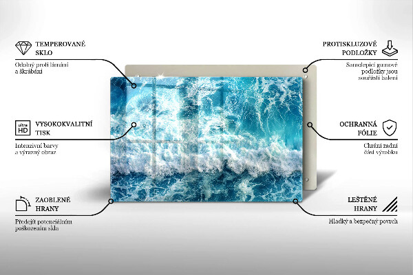 Krájecí prkénko skleněné Vlny mořské vody