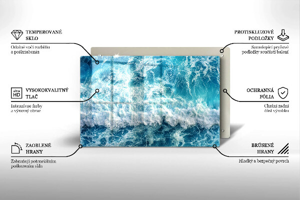 Krájecí prkénko skleněné Vlny mořské vody