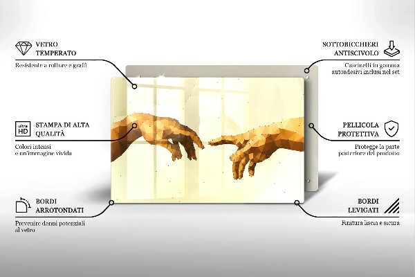 Skleněná deska do kuchyně Stvoření adamových rukou