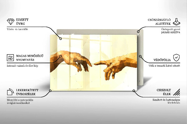 Skleněná deska do kuchyně Stvoření adamových rukou