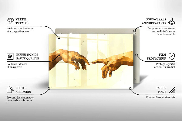 Skleněná deska do kuchyně Stvoření adamových rukou