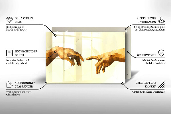 Skleněná deska do kuchyně Stvoření adamových rukou