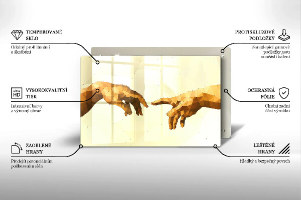 Skleněná deska do kuchyně Stvoření adamových rukou