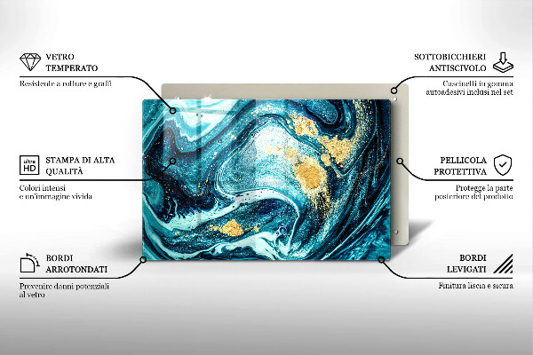 Skleněná deska do kuchyně Modré zlato abstrakce