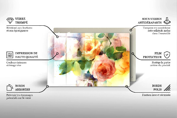 Krájecí prkénko skleněné Malované květiny