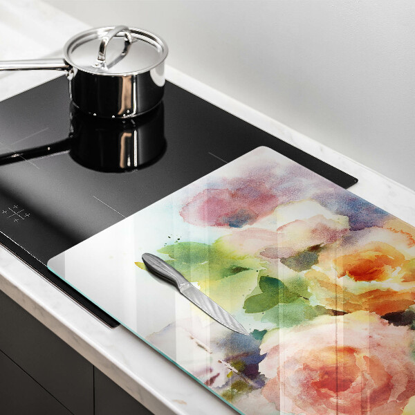 Krájecí prkénko skleněné Malované květiny