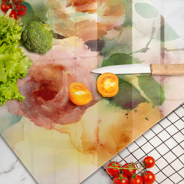 Krájecí prkénko skleněné Malované květiny