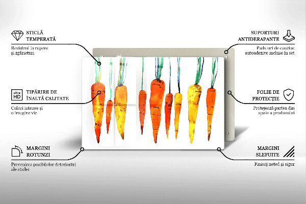 Krájecí prkénko skleněné Mrkev ilustrace