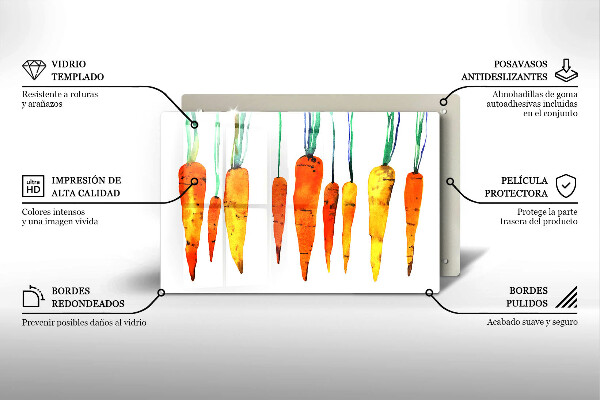 Krájecí prkénko skleněné Mrkev ilustrace