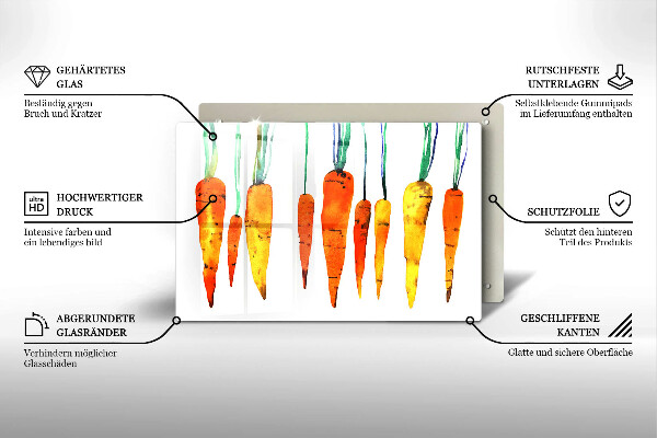 Krájecí prkénko skleněné Mrkev ilustrace