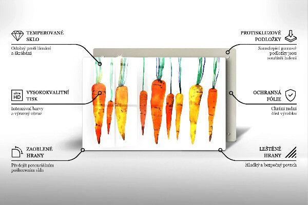 Krájecí prkénko skleněné Mrkev ilustrace