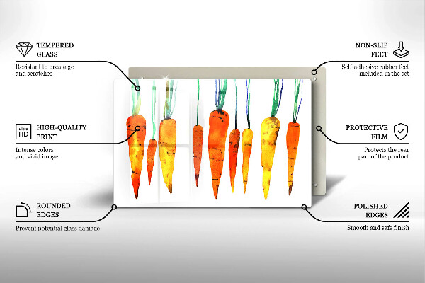 Krájecí prkénko skleněné Mrkev ilustrace