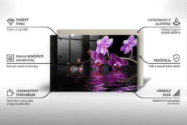 Skleněná deska do kuchyně Orchidejová zenová voda