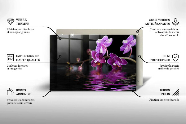 Skleněná deska do kuchyně Orchidejová zenová voda