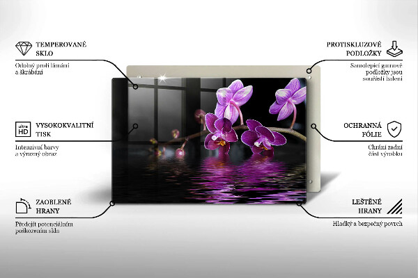 Skleněná deska do kuchyně Orchidejová zenová voda