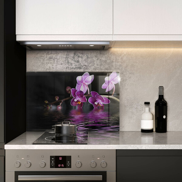 Skleněná deska do kuchyně Orchidejová zenová voda