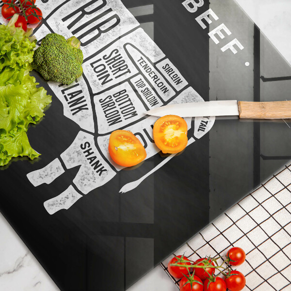 Krájecí prkénko skleněné Kravské maso hovězí maso