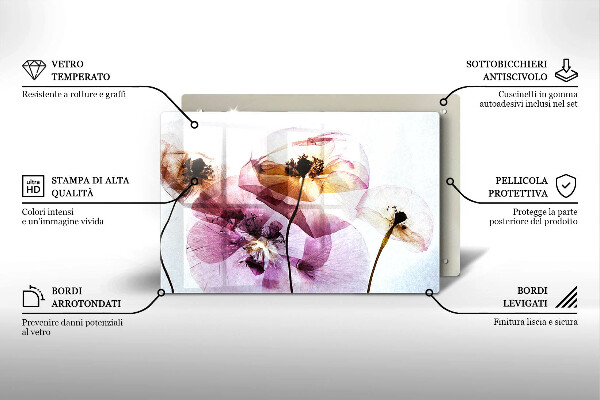 Krájecí prkénko skleněné Jemné květiny