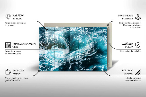 Skleněná deska do kuchyně Pěnivé vlny vody