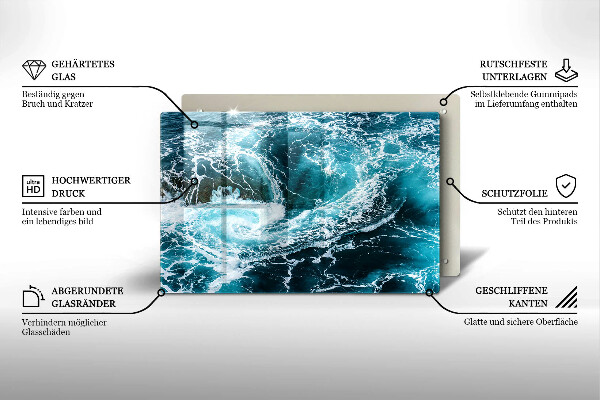 Skleněná deska do kuchyně Pěnivé vlny vody