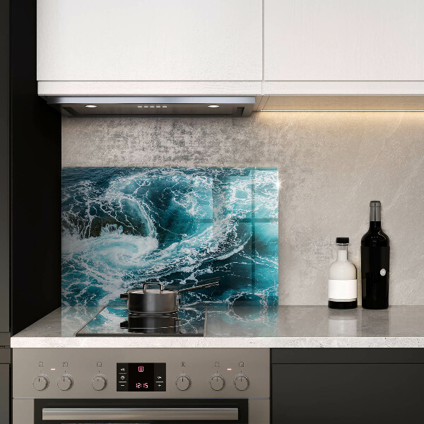 Skleněná deska do kuchyně Pěnivé vlny vody