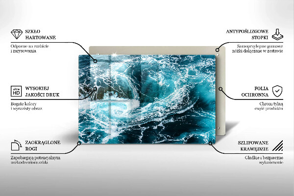 Skleněná deska do kuchyně Pěnivé vlny vody