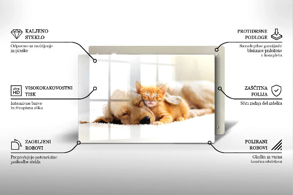 Krájecí prkénko skleněné Zvířata pes a kočka