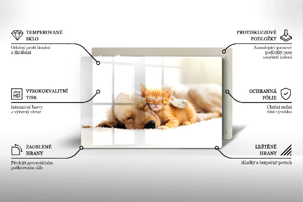 Krájecí prkénko skleněné Zvířata pes a kočka