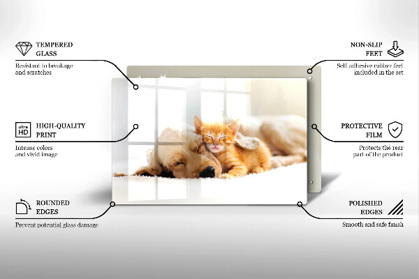 Krájecí prkénko skleněné Zvířata pes a kočka