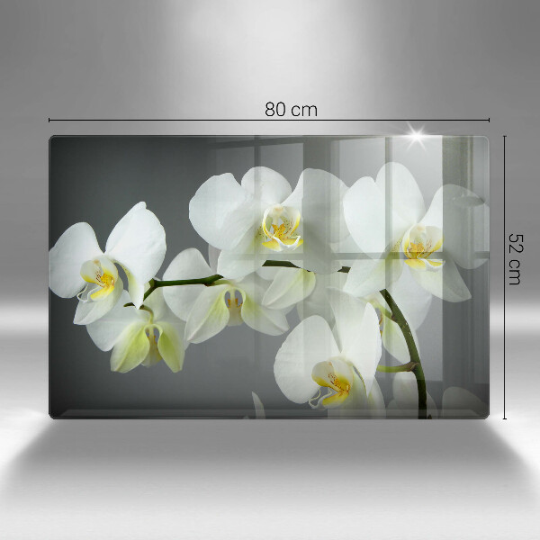 Skleněná deska do kuchyně Bílé květy orchidejí