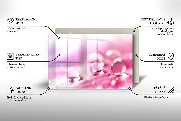 Krájecí prkénko skleněné Okvětní lístky rosy