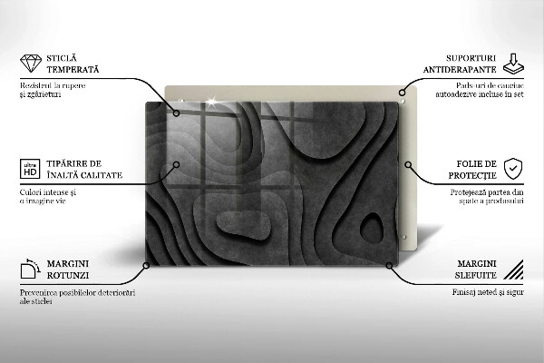 Krájecí prkénko skleněné 3d tvary kamenů