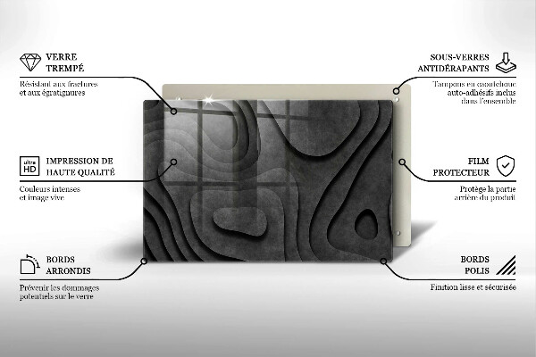 Krájecí prkénko skleněné 3d tvary kamenů