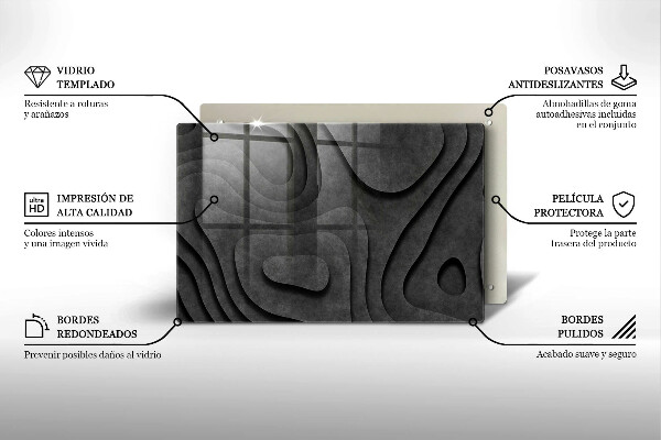 Krájecí prkénko skleněné 3d tvary kamenů