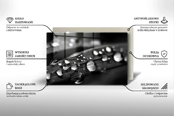 Krájecí prkénko skleněné Kapky rosy na listech